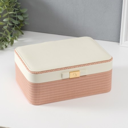 Casket to the leatherette for jewelry "Bow" white-pink 17x23.5x10 cm