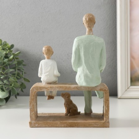 Polystone souvenir "Father and son. Reading" White-green 15.5x12x21 cm-2