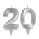 Candle in the cake jubilee "line" (set 2 in 1), number 20, silver metallic, 6.5 cm