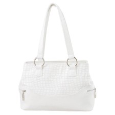 Bag bag claim. Kozh, lightning department, white color with the texture of crocodile 41x15x25cm