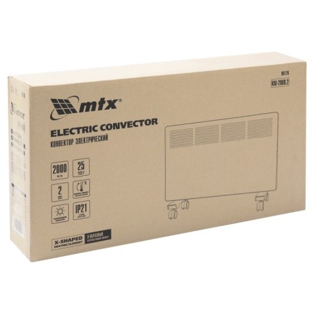 Convector MTX KM-2000.2, electric, 2000 watts, X-shaped heater, wheel, thermostat-7
