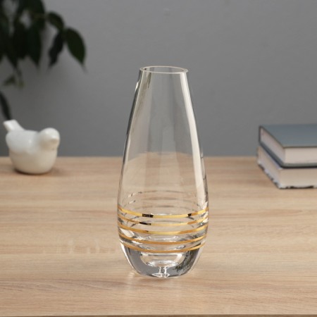 VAZA Glass "Milagros" stripes classic, D-4cm, h-18x8 cm, transparent