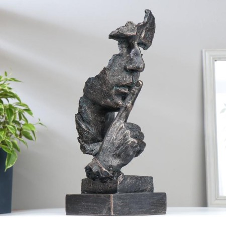 Souvenir Polystone "Male Face - Silence" Blaged Copper 34x12x11 cm-5