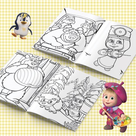 Coloring "Visiting Bear", A5, 16 pp., Masha and the bear-3