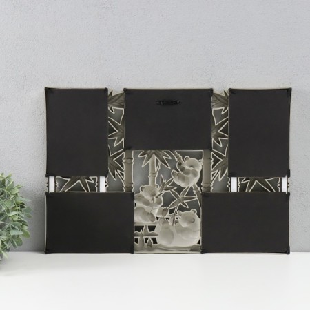 Photo frame plastic in 5 photos 10x15 cm "Panda on bamboo" Pale gold 32x47 cm-2