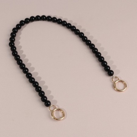 Handle for a bag, beads, d = 14 mm, 60 cm, black/gold color-1