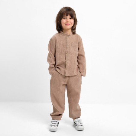 Костюм (рубашка и брюки) детский KAFTAN "Муслин", р.28 (86-92см) бежевый-3