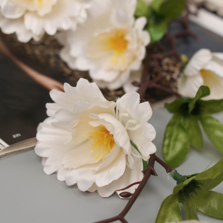 Artificial flowers "tree peonies" 70x6 cm, white-1