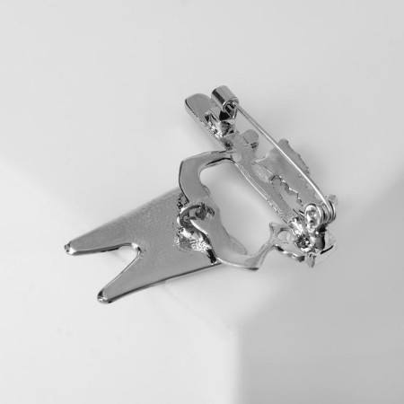Brooch "Tooth" with a brush, black and white color in silver-1