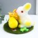 Easter souvenir "Rabbit and two chicken on the grass with a flower" 12x12x10.5 cm