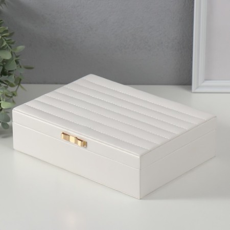 The casket to the leatherette for jewelry "Sleepy. Strips. Bant" White 17x24x7 cm-3