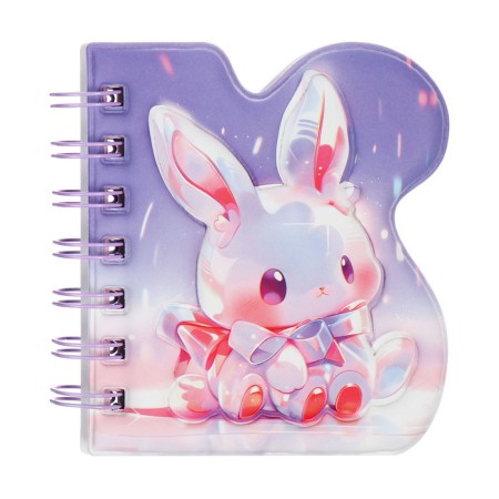 Notebook Gift Book on the comb 80l, line, color block, PVC Bunny PVC cover (10x10.5cm) 10539