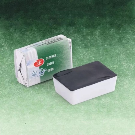 A watercolor art in a cuvette 2.5 ml, ZHK "White Nights", green original, 1911719