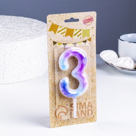 Candle in the cake on the skewer "Galaxy", number 3, 9 cm, giant-1