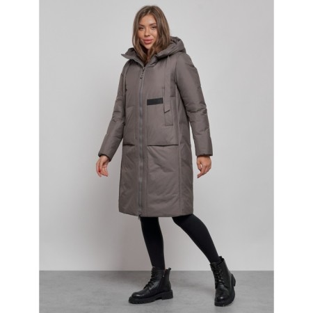 Coat insulated winter female, size 50, dark gray color-2