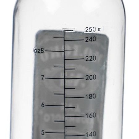A bottle for feeding glass "Milk No. 1", a classic throat, 250 ml., From 3 months.-6