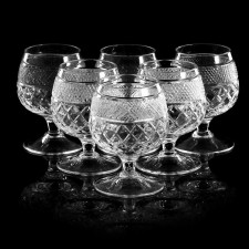 A set of crystal glasses for cognac 