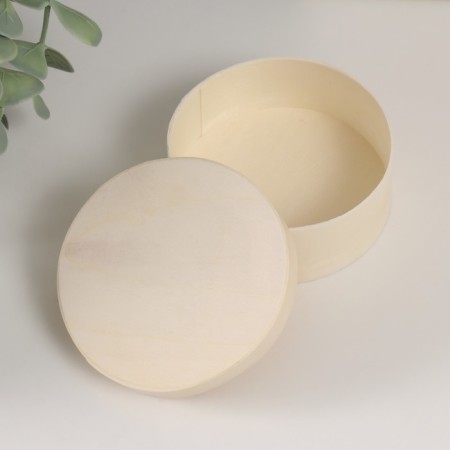 Casket wood under painting Round "thin sheet" 7.5x7.5x3.1 cm-1