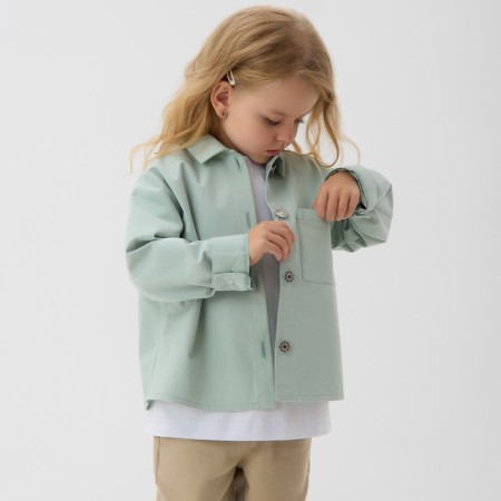 Children's shirt minku: jeans collection, mint color, height 152 cm-5