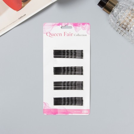 Invisibility for hair "Classic, with teeth" (set of 32 pcs) 6 cm, wave, black