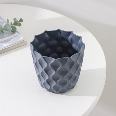 Pot for flowers with a “Wave” pallet, 0.65 l, d = 11.5 cm, color gray color-2