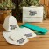 Set for the bath "Man" 5 in 1 (bag, hat, mittens, rug, washcloth) with print, white