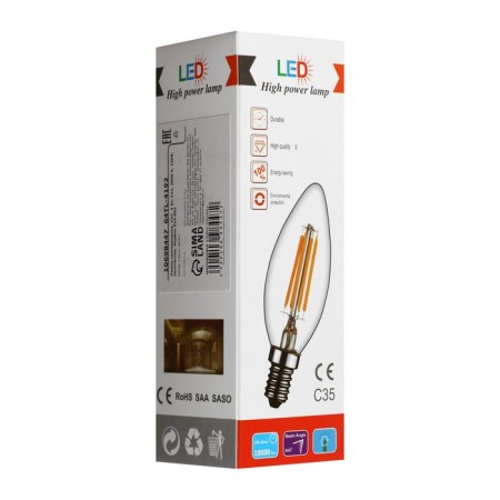 LED lamp, C37, 4 W, E14, 3000 K, 220 V, golden-2