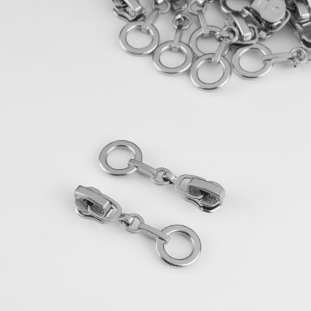 Automatic castle for metal zippers, No. 3, decorative, 10 pcs, Nickel color-1