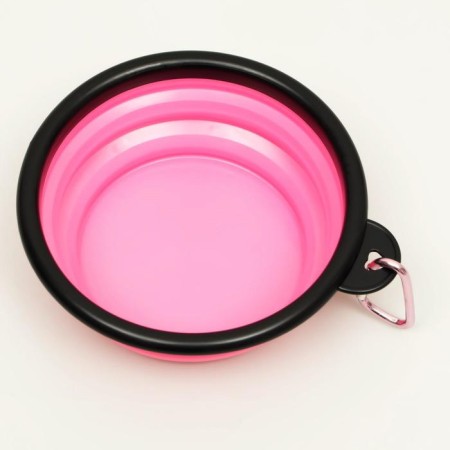 Silicone bowl, folding, 350 ml, 13 cm, pink-1