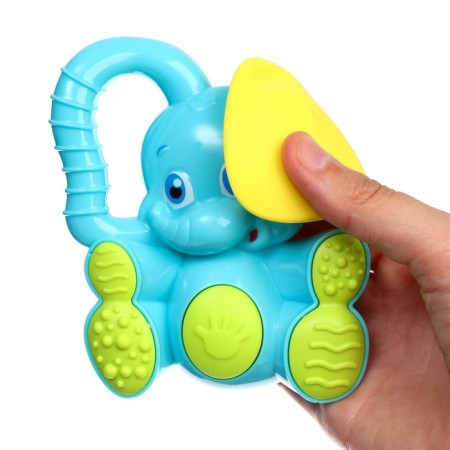 Rattle - Elephant squeak, with elastic elements, color mix, crumb I-4