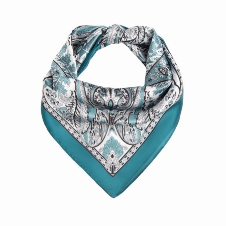 Textile scarf, turquoise color, size 58x58