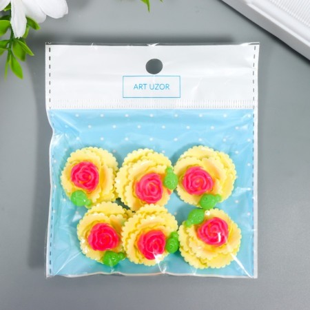 Decor for creativity Plastic "Rose" yellow 3x3 cm-2