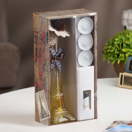 Set of gift "Paris" (diffuser and candles) orange, "wealth of aroma" March 8-7