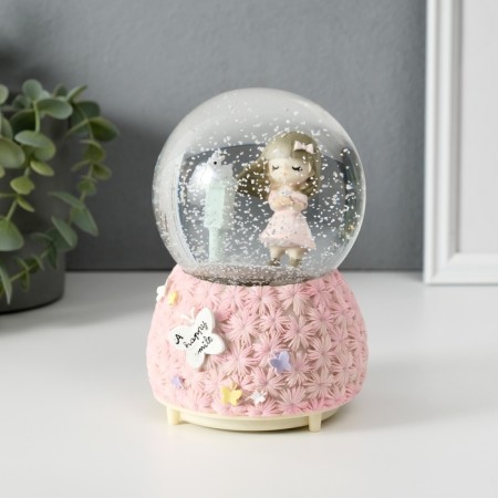Souvenir Polystone Water Ball Light, Music "Flower Polyanka and Baby" MIX 10x10x14.5 cm-1