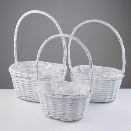 A set of baskets, 3 pcs, 40 × 31 × 19/52 cm, 33 × 25 × 17/47 cm, 29 × 22 × 15/42 cm, willow