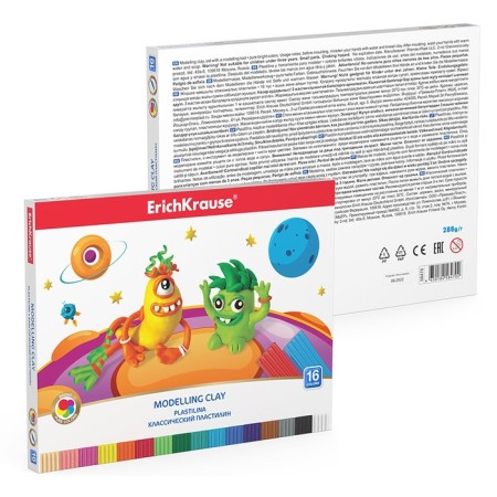 Plasticine 16 colors, Erichkrause Cosmic Monsters, Premium, Stack, 288 g-3