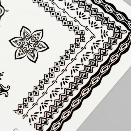 Tattoo on the body black "Patterned corner" 8x7.5 cm-2
