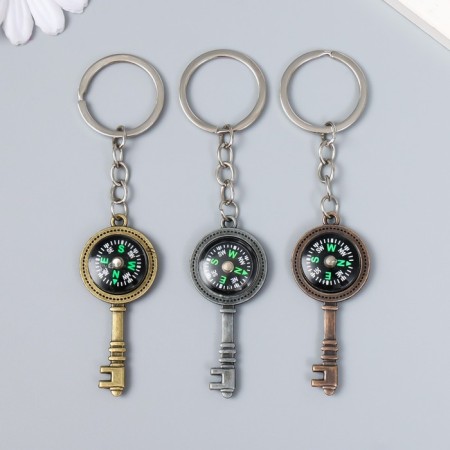 Metal keychain "Key with compass" 2.5x0.5x5.8 cm