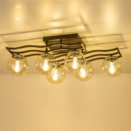 Ceiling chandelier Citilux "Breeze" CL106265, 67.5x33x23 cm, 6x60W, E14, brown color-7