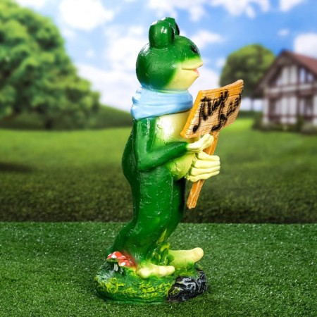 Garden figure "Frog with a sign" My cottage "42cm-1
