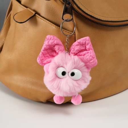 Fluffy on the ring "Masya with a large bow" pink 12x8x8 cm