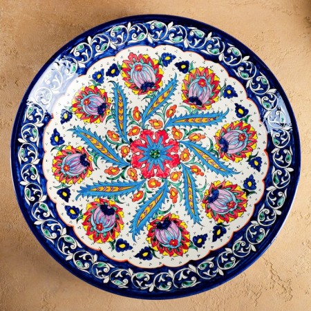 Largan Rishtan ceramics "Flowers", 42 cm, blue-3