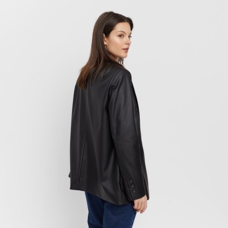 Women's jacket (eco -leather) minku: eco leather, black color, size 48-6