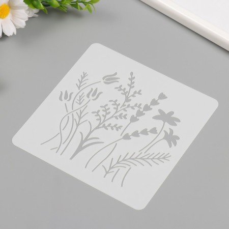 Plastic stencil "Field flowers" 15x15 cm-1