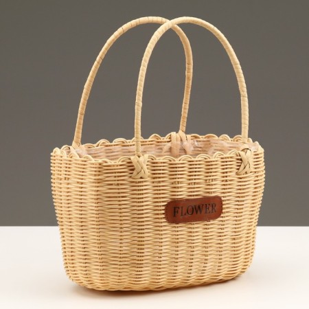 Wicker basket, 23 x 15 x 14.5/27.5 cm, rattan