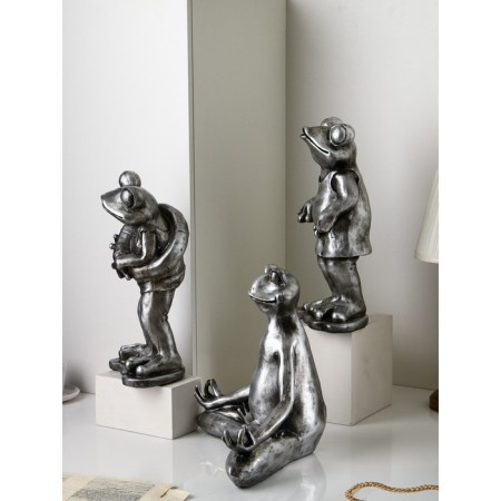 Set of figures "Frog", Polystone, 38 cm, silver color-2