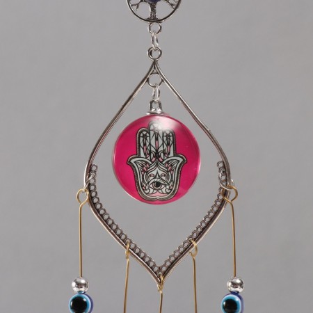 Music of wind metal from the evil eye "Hand of Fatima" 5 bells 36 cm-1