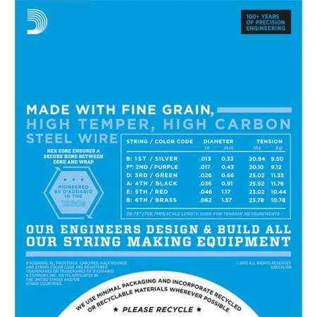 Strings for D`Addario EXL158 XL Nickel Wound Baritone-Light 13-62-1