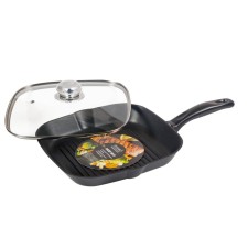 Pan -grill pan -chief, with a lid, cast aluminum, size 27x27 cm