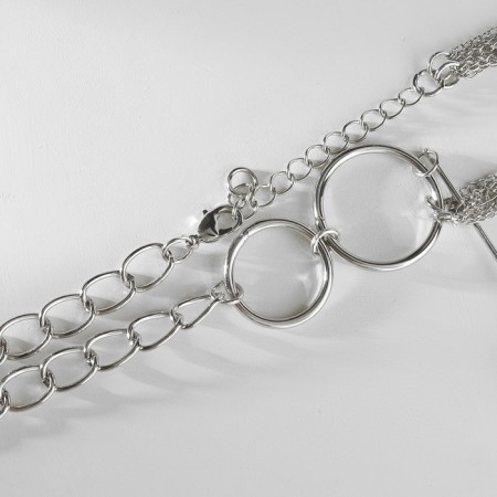 Pearl pearl "chain" link, white color in silver, 32 cm-2